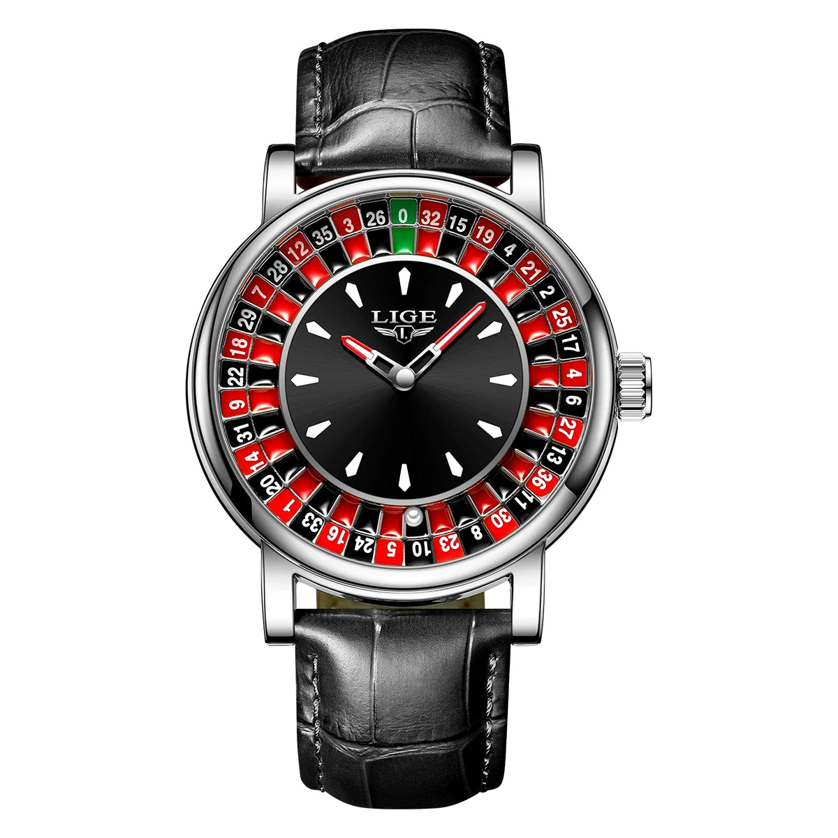 LIGE Russian Roulette Dial Man Watch Creative Wheel Man Wristwatches Business Leather Luminous Move Lucky Ball Watch+Gift BOX
