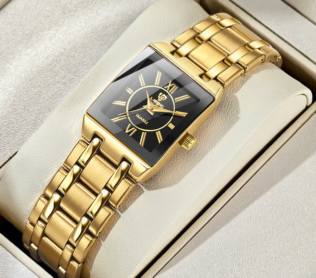 LIEBIG Luxury Golden Quartz Wristwatches For Female Girl Male Fashion 30m Waterproof Women Ladies Mens Watches Relogio Feminino