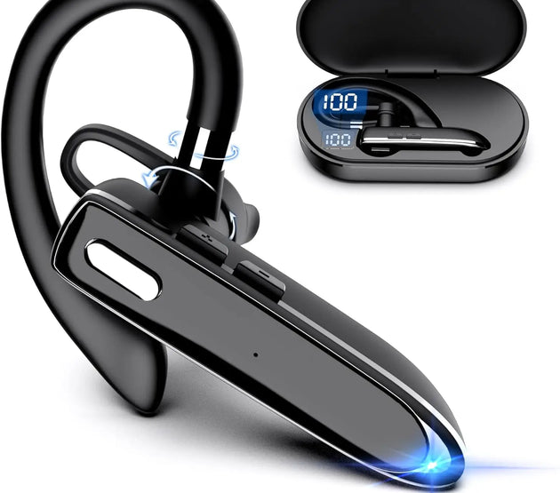 Bluetooth Headset Wireless Hands-Free Phone with Mic Hands-Free Earphones with 8 Hours Talk Time for Trucker Sports Riding