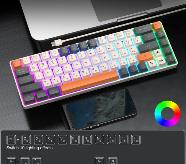 SOLAKAKA Sk968 Gaming Keyboard 68 keys N- Key Rollover RGB Backlight