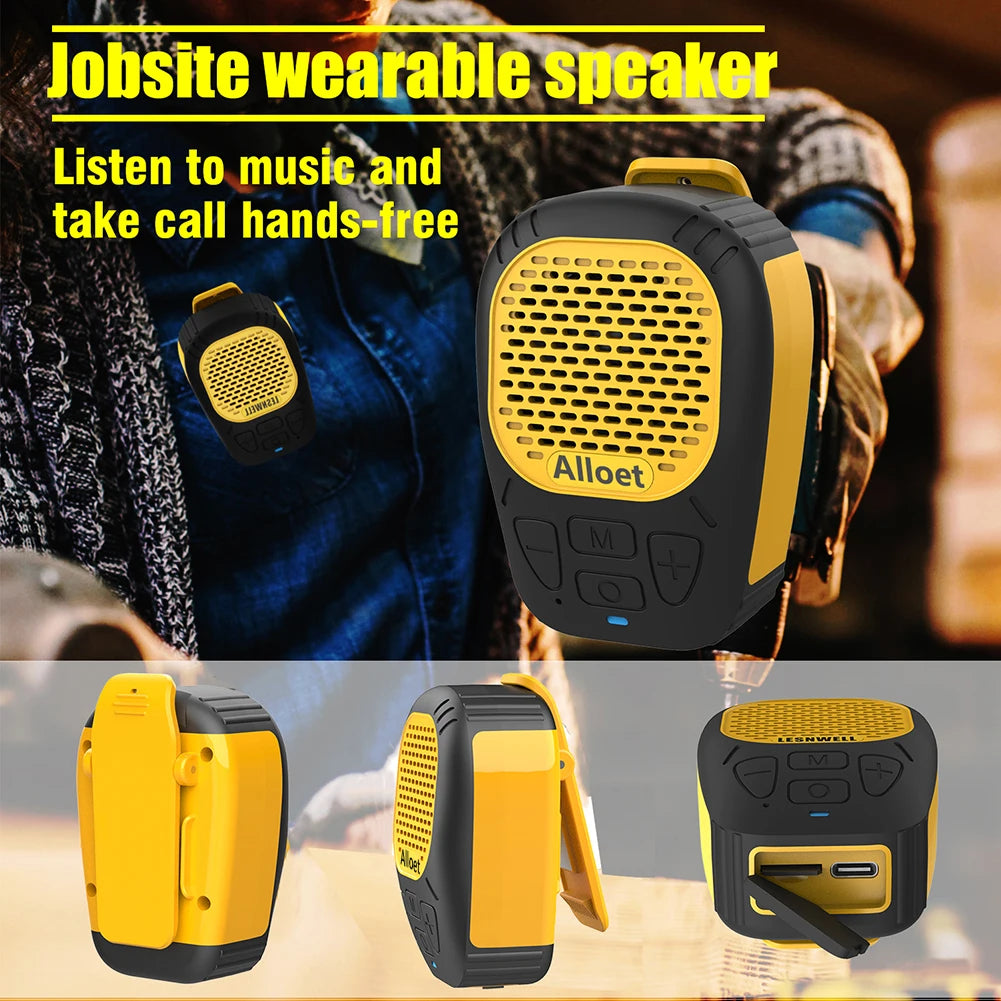 Wearable Bluetooth-Compatible5.3 Speaker Waterproof Clip Speaker Built-in Mic Mini Speaker with Strap for Hands-Free Music/Calls