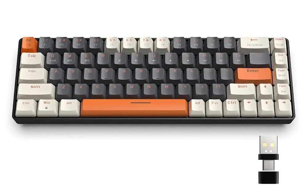 MAMBASNAKE x ZIYOU LANG K68 60% Wireless Mechanical Keyboard, Bluetooth 5.0/2.4GHz with Dual Mode 2-in-1 Receiver