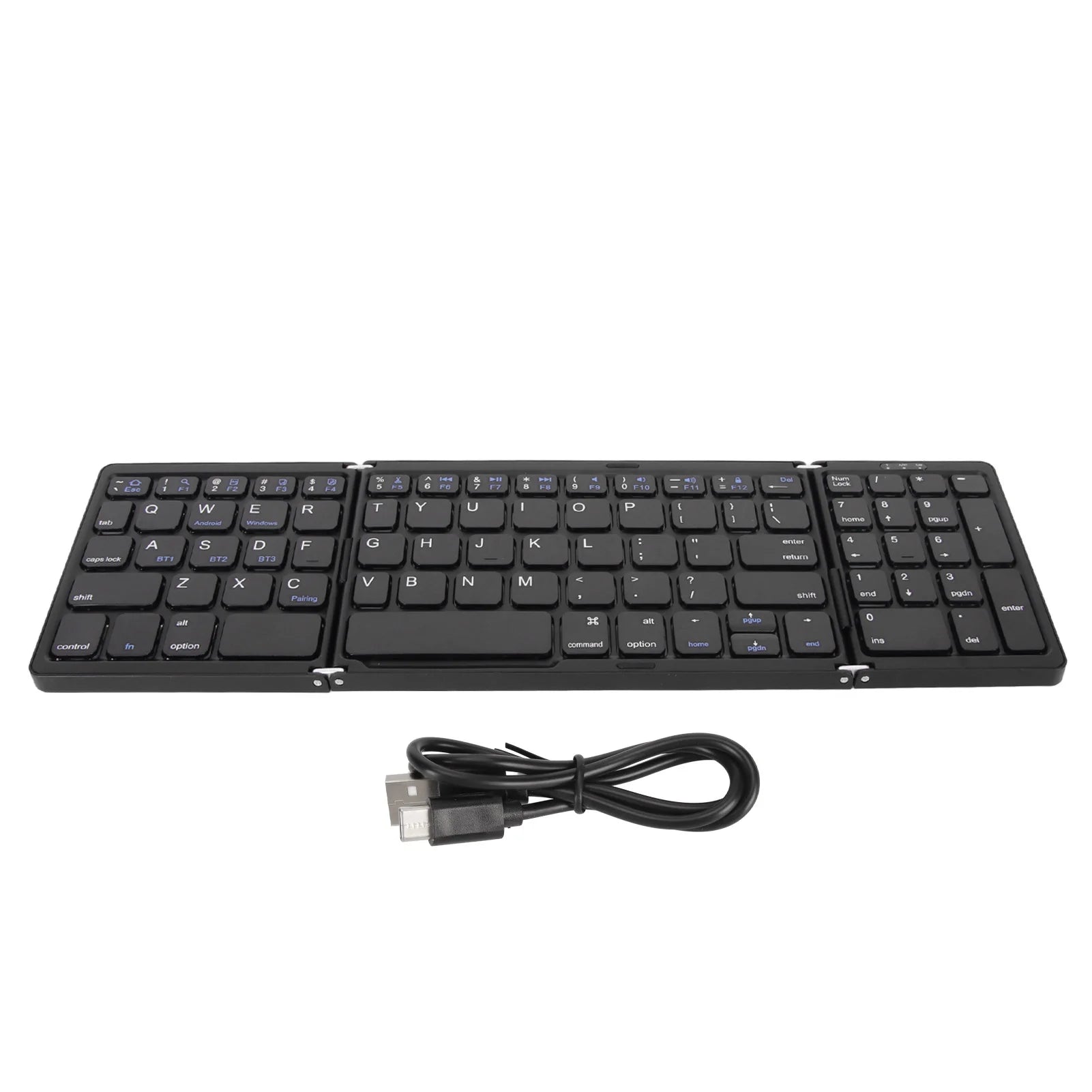 Bluetooth Keyboard Portable Triple Fold Multiple Device Connection Wireless Keyboard for iOS/Android/Windows System Laptop Phone