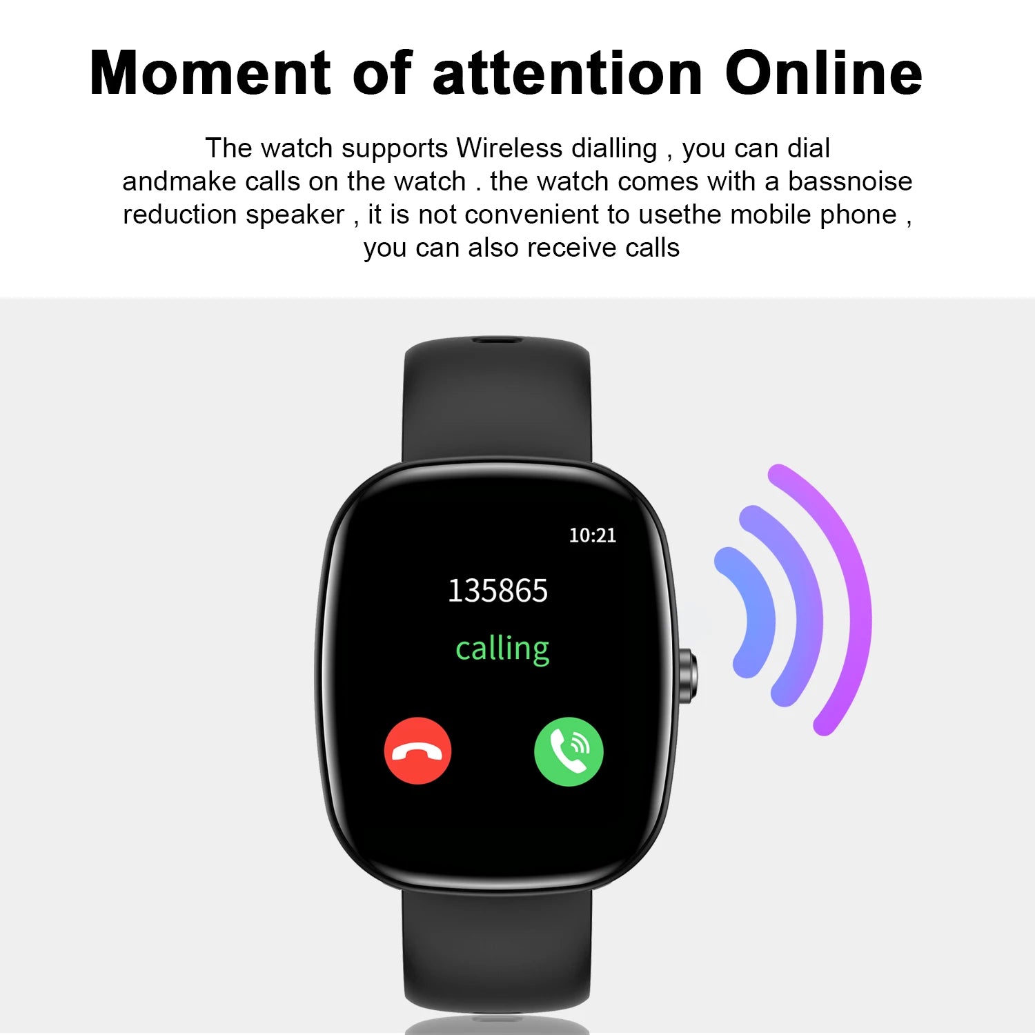 Smart watch, wireless calling/dialing, multiple sports modes, music playback control, suitable for iPhone/Andriod