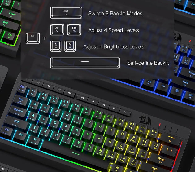 Redragon K522 60% Wired RGB Membrane Gaming Keyboard,Compact 61 Keys Linear Mechanical-Feel Switch