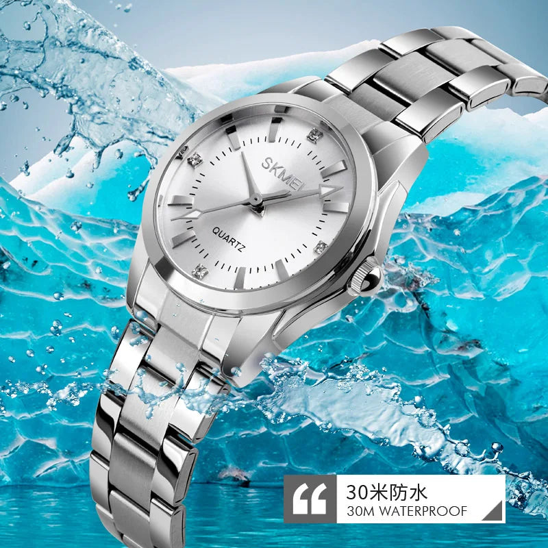 SKMEI Girls Watches Luxury Elegant Quartz Watch For Women Fashion Female Stainless Steel Strip Wristwatch Lady Simple Time Watch