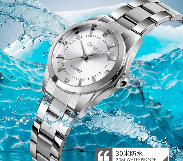 SKMEI Girls Watches Luxury Elegant Quartz Watch For Women Fashion Female Stainless Steel Strip Wristwatch Lady Simple Time Watch