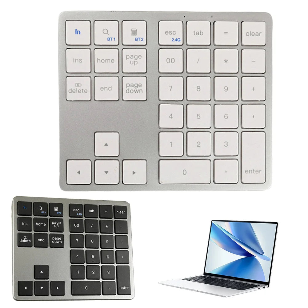 2.4G Bluetooth-Compatible Number Pad USB Rechargeable 35 Keys Digital Keyboard Ultra-thin Numpad Keyboard for Android IOS Window