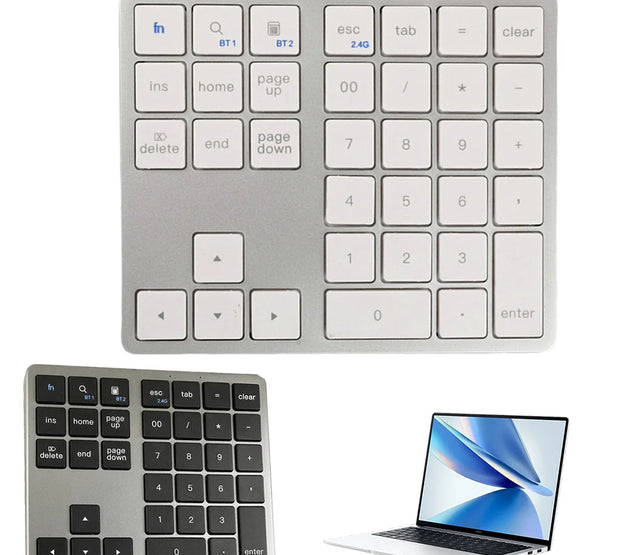 2.4G Bluetooth-Compatible Number Pad USB Rechargeable 35 Keys Digital Keyboard Ultra-thin Numpad Keyboard for Android IOS Window