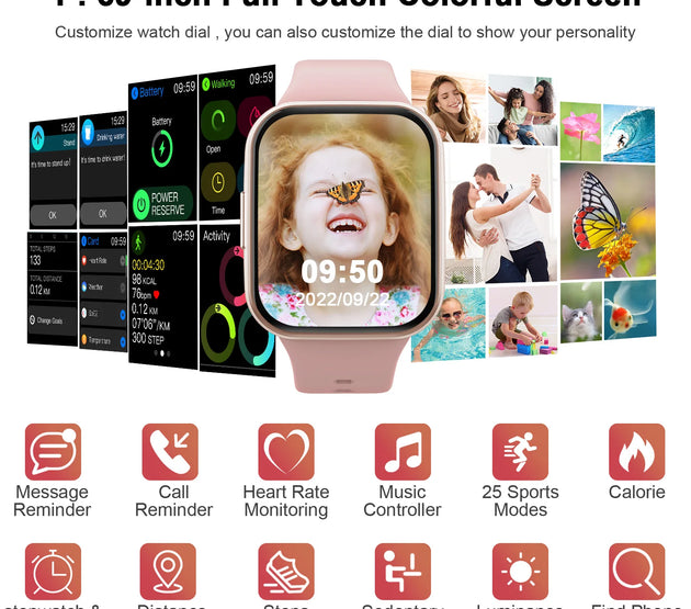 Smart Watch, Fitness Tracker Watch for Men Women, 1.69'' Touch Smartwatch Fitness Watch with Pedometer/Sleep Monitor.